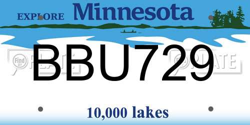 BBU729 Minnesota License Plate