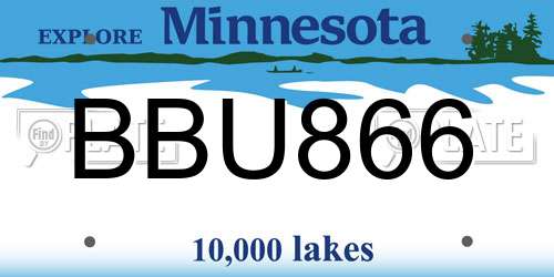 BBU866 Minnesota License Plate