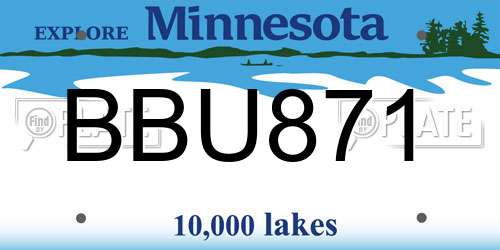 BBU871 Minnesota License Plate