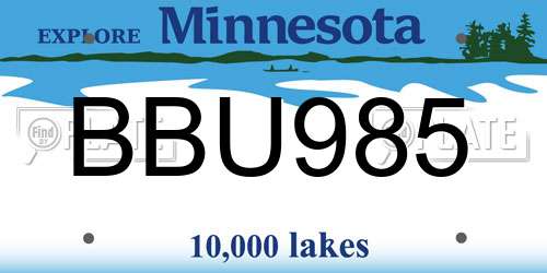 BBU985 Minnesota License Plate
