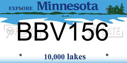 BBV156 Minnesota License Plate