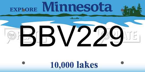 BBV229 Minnesota License Plate
