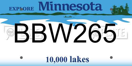 BBW265 Minnesota License Plate
