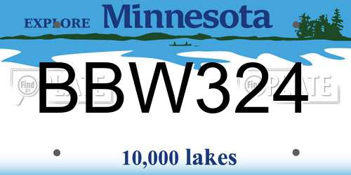 BBW324 Minnesota License Plate