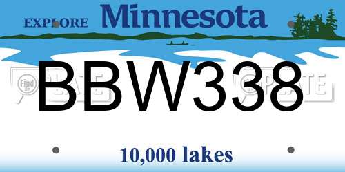 BBW338 Minnesota License Plate