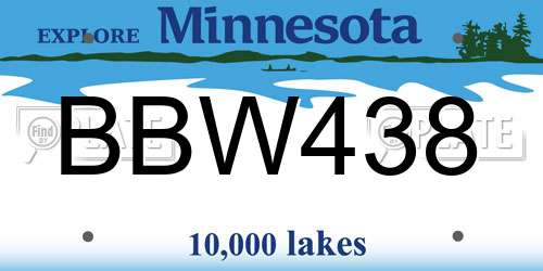BBW438 Minnesota License Plate