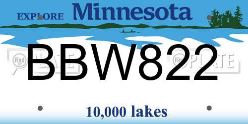 BBW822 Minnesota License Plate