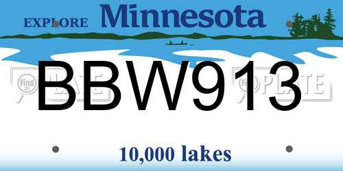 BBW913 Minnesota License Plate