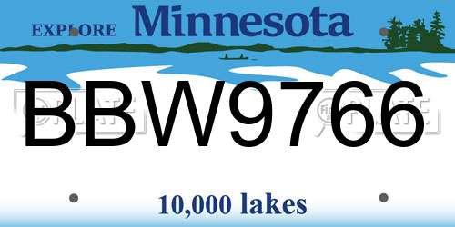 BBW9766 Minnesota License Plate