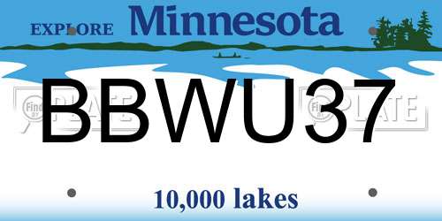 BBWU37 Minnesota License Plate