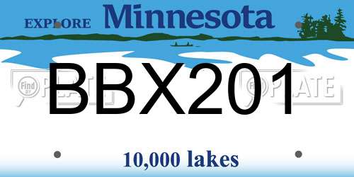 BBX201 Minnesota License Plate