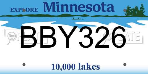 BBY326 Minnesota License Plate