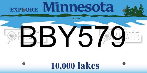 BBY579 Minnesota License Plate