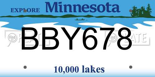 BBY678 Minnesota License Plate