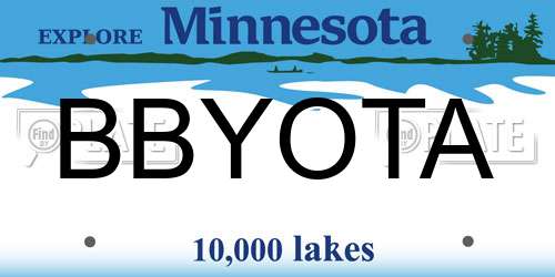 BBYOTA Minnesota License Plate