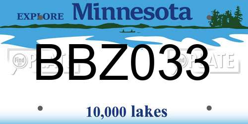 BBZ033 Minnesota License Plate
