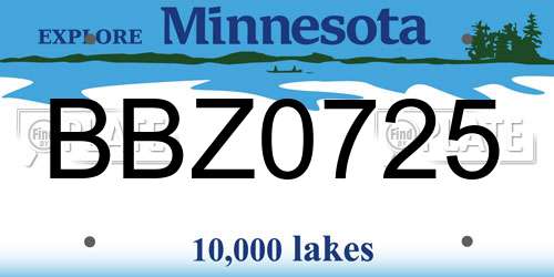 BBZ0725 Minnesota License Plate