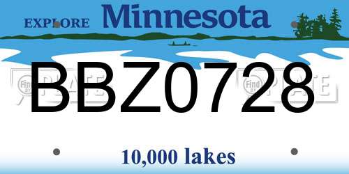 BBZ0728 Minnesota License Plate