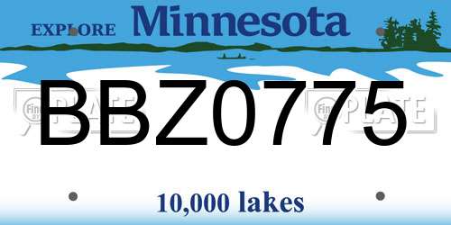 BBZ0775 Minnesota License Plate
