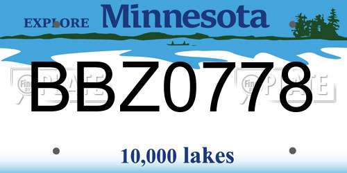 BBZ0778 Minnesota License Plate