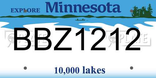 BBZ1212 Minnesota License Plate