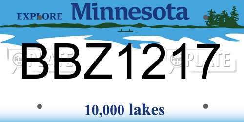 BBZ1217 Minnesota License Plate