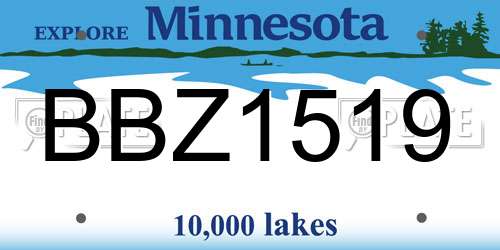 BBZ1519 Minnesota License Plate