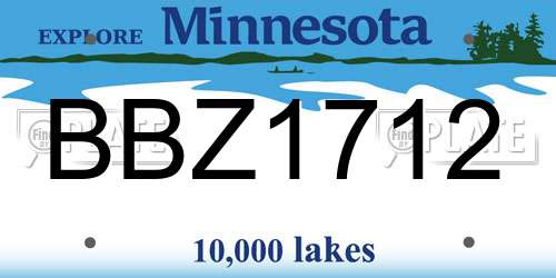 BBZ1712 Minnesota License Plate
