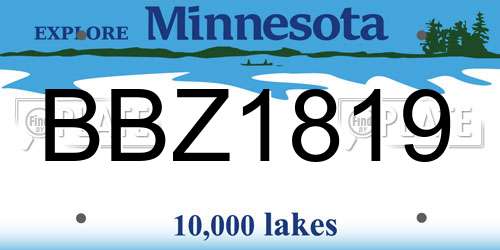 BBZ1819 Minnesota License Plate