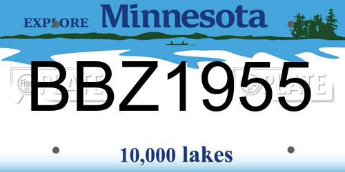 BBZ1955 Minnesota License Plate