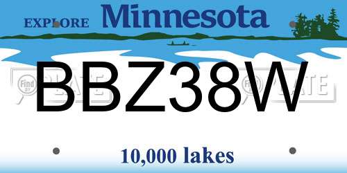 BBZ38W Minnesota License Plate
