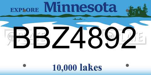 BBZ4892 Minnesota License Plate