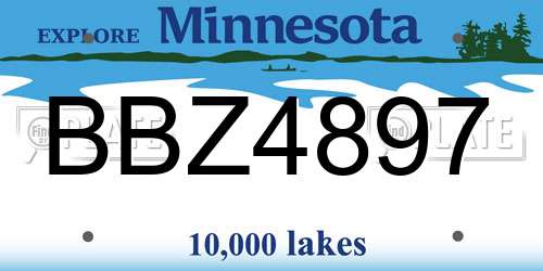 BBZ4897 Minnesota License Plate