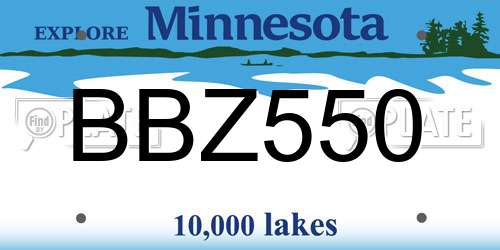 BBZ550 Minnesota License Plate