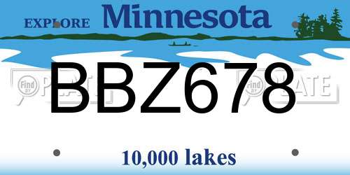 BBZ678 Minnesota License Plate