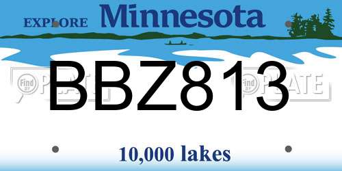 BBZ813 Minnesota License Plate