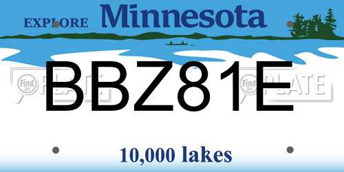 BBZ81E Minnesota License Plate