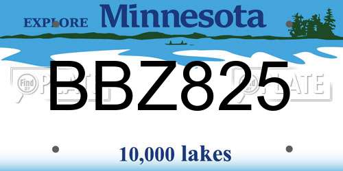 BBZ825 Minnesota License Plate