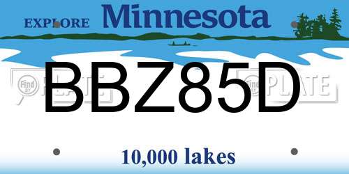 BBZ85D Minnesota License Plate