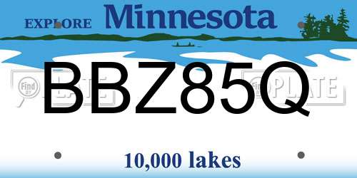 BBZ85Q Minnesota License Plate