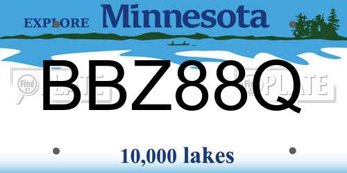 BBZ88Q Minnesota License Plate