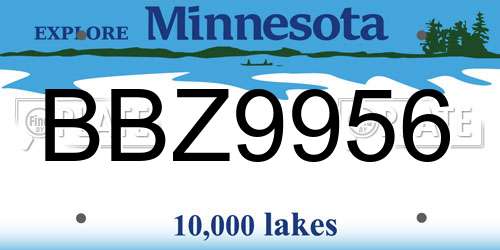 BBZ9956 Minnesota License Plate