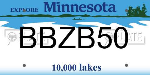 BBZB50 Minnesota License Plate
