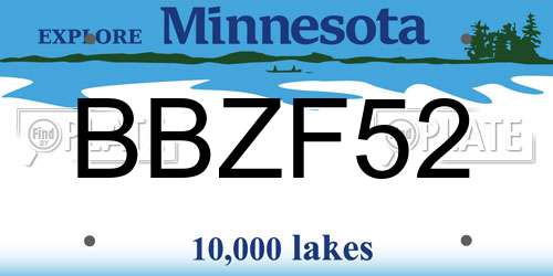BBZF52 Minnesota License Plate