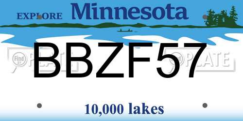 BBZF57 Minnesota License Plate