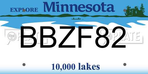 BBZF82 Minnesota License Plate
