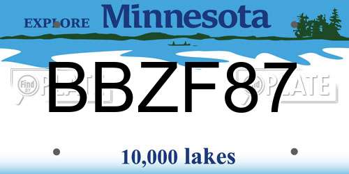 BBZF87 Minnesota License Plate