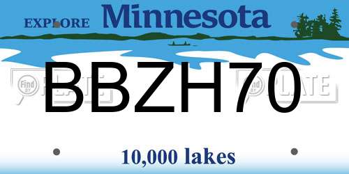 BBZH70 Minnesota License Plate