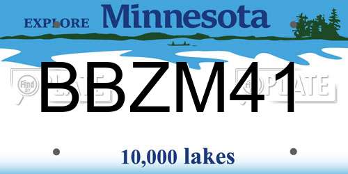 BBZM41 Minnesota License Plate