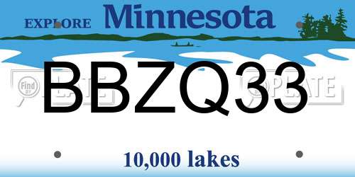 BBZQ33 Minnesota License Plate